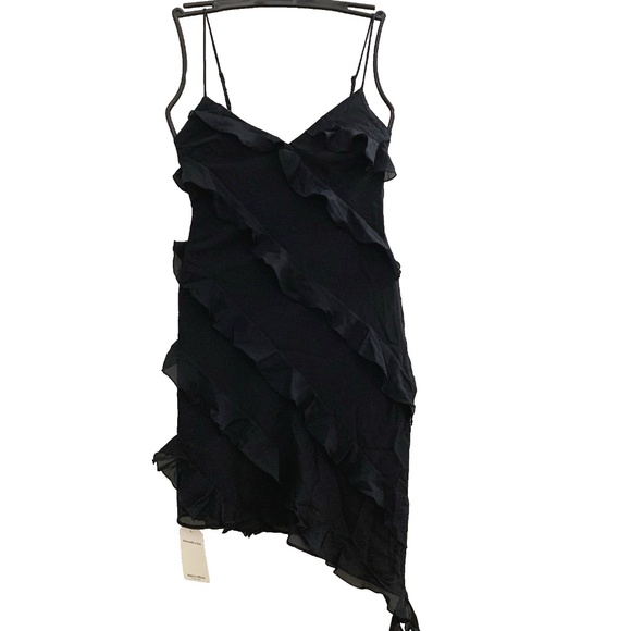 Abercrombie & Fitch Draped Ruffle Mini Dress XXSmall T Black SKU 657765972 NWT - Picture 1 of 16